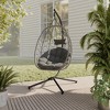 LeisureMod Summit Outdoor Egg Swing Chair for One Person, Grey Steel Frame with Cushions, Hanging Patio Chair for Garden or Balcony - 3 of 4