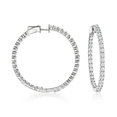 Ross-Simons 5.00 ct. t.w. Diamond Inside-Outside Hoop Earrings in 14kt White Gold