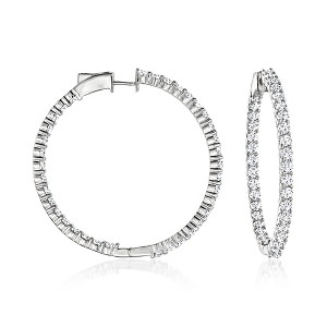 Ross-Simons 5.00 ct. t.w. Diamond Inside-Outside Hoop Earrings in 14kt White Gold - 1 of 4