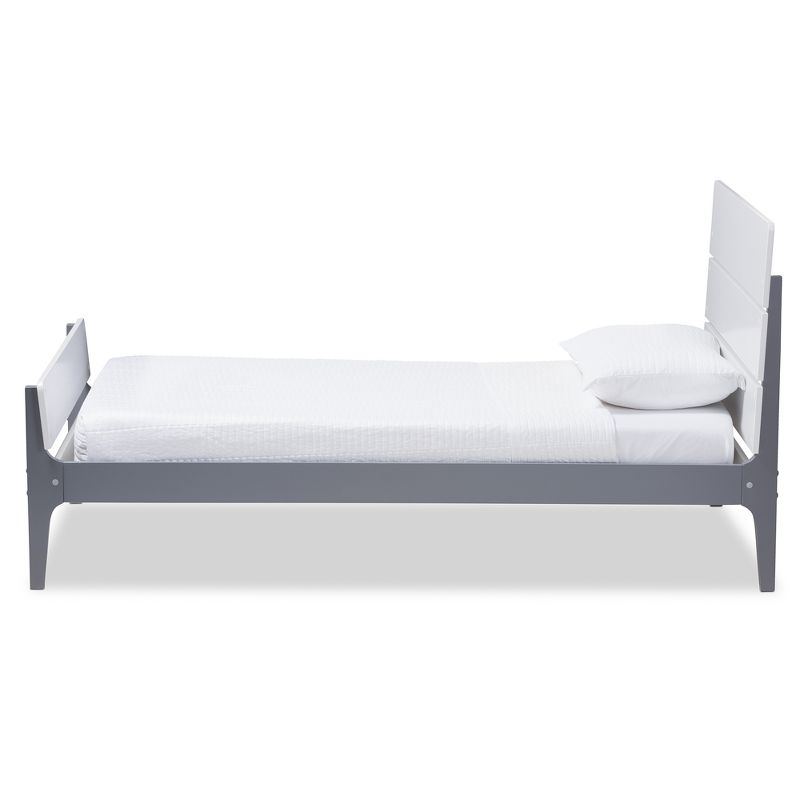Twin Nereida Modern Classic Mission Style Finished Wood Platform Bed White/Gray - Baxton Studio, 3 of 10