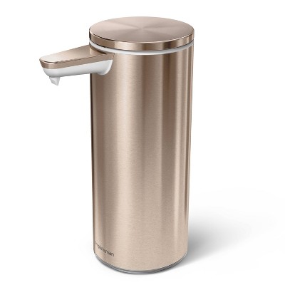 simplehuman 9oz Rechargeable Stainless Steel Sensor Pump Automatic Soap and Sanitizer Dispenser Rose Gold