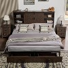 AMERLIFE Wooden Platform Bed with Bookcase Headboard, 2 Drawers, Charging Station - 4 of 4