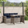 vidaXL Patio Dining Set - 2-Piece Gray Poly Rattan Garden Furniture with Cushioned Sofa and Tempered Glass Table - for Patio, Backyard, Garden - 2 of 4