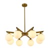 PAKOKULA Mid Century 8-Light Gold Sputnik Chandelier with Milky Glass Globe for Living Room Kitchen Island - 2 of 4