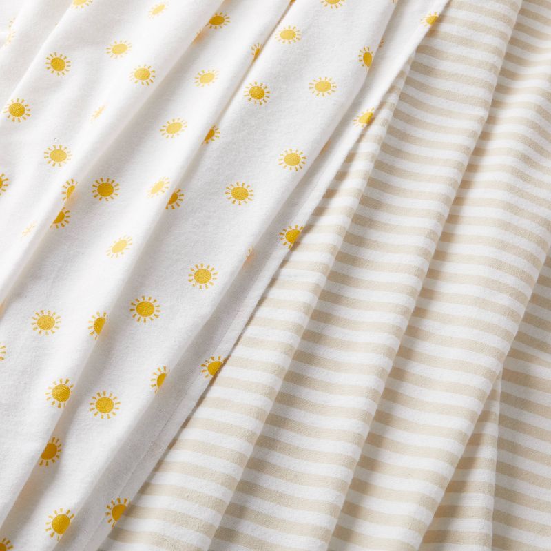 Flannel Swaddle Baby Blankets - Yellow Sun and Stripe - 2pk - Cloud Island&#8482;, 4 of 6