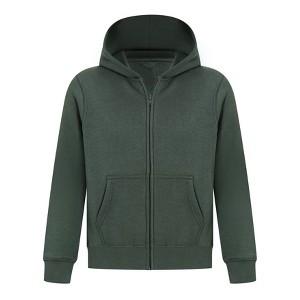EVERYDAY KIDS Boys Green Zip-Up Hoodie – Soft Fleece Jacket with Hood – All-Season Kids Sweatshirt for School, Play, or Layering - 1 of 4