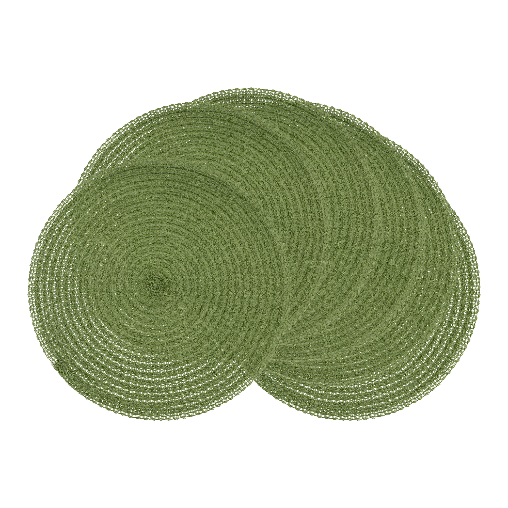 REGALWOVEN Round Placemats Set of 6 Woven Placemats for Dining Table Decor Indoor Kitchen Table Mat Wipe Clean Green