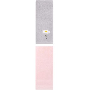 REGALWOVEN Bathroom Soft Absorbent Hand Towel 14" x 30"/13" x 30" 2 Pcs - 1 of 4
