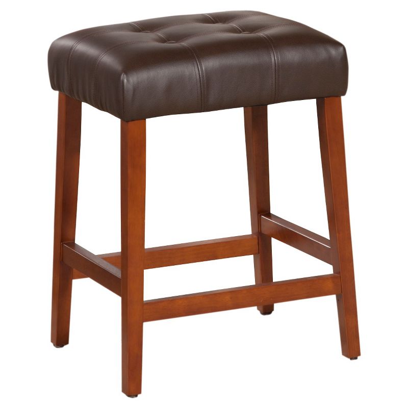 HomePop Tufted Square  Counter Height Barstool - Chocolate Brown, 1 of 6