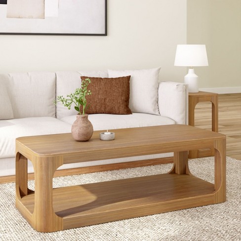 Plank beam Forma Coffee Table 54 Modern Coffee Table With Shelf Pecan Target