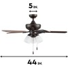 Portage Bay Miller Park 44 Inch Indoor Home Ceiling Fan with LED Light Fixture & 5 Reversible Blades, Bronze with Walnut/Chocolate Maple Blades - 3 of 4