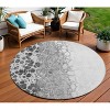 Gray Silver And Charcoal Abstract Washable Indoor Outdoor Area Rug - 2 of 4