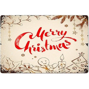 Lomsoe Merry Christmas Festive Design Christmas Decorations Rustic Aluminum Wall Art Christmas Metal Tin Sign Christmas Gift 8x12in - 1 of 1