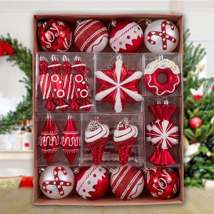 60pc Sweets and Candy Theme Christmas Ornament Bundle, Assorted Bauble off Candies, Ice Cream, Donut, and Glittery Round Balls| OrnamentallyYou - 1 of 4