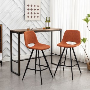 28.25" Fabric Plush Counter Height Stools, Set of 2 with Footrest and Metal Legs for Kitchen, Bar, and Dining - 1 of 4