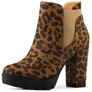 Perphy Women's Round Toe Lightly Padded Platform Block High Heels Chelsea Boots - 1 of 3