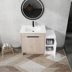 GDFStudio Jocelyn Contemporary Freestanding Bathroom Vanity with Adjustable Shelves and Cabinets - 1 of 4