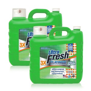 Ultra Fresh 2 Pack 3X Platinum Liquid Laundry Detergent up to 320 Loads, Original Green - Deep Cleaning Power and Fresh Scent for Washing Clothes - 1 of 4