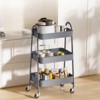 DSVIMOY 3 Tier Rolling Cart, Metal Utility Storage Organizer with Wheels, Kitchen Trolley, Bathroom, Office Shelves, Green, 16.9"*12.2"*30.9" - 2 of 4