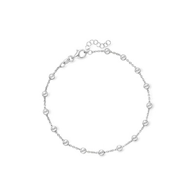 Ross-Simons Italian Sterling Silver Bead Station Anklet Size 9