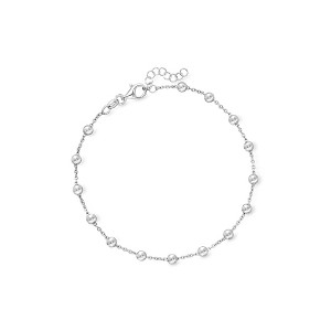 Ross-Simons Italian Sterling Silver Bead Station Anklet Size 9 - 1 of 4