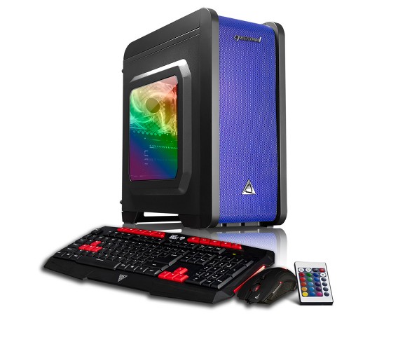 CybertronPC Palladium GXM7410T Gaming PC with Intel Core i5-7600 Processor, NVIDIA GeForce GTX 1060 Graphics, 2TB Hard Drive - Black/Blue/RGB
