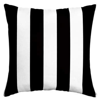 Arden Selections Essentials Outdoor Pillow 16 x 16, Black Cabana Stripe