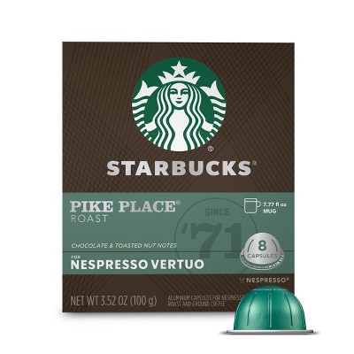 Starbucks Coffee Capsules for Nespresso Vertuo Machines — Medium Roast Pike Place Roast — 1 box
