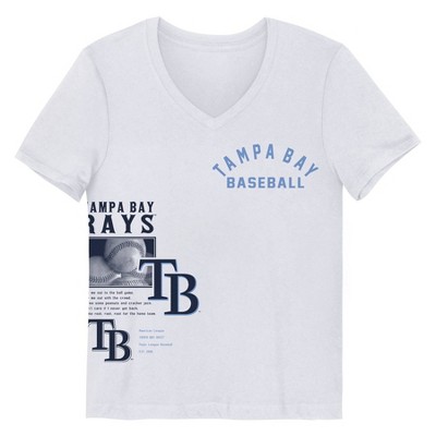 MLB Tampa Bay Rays Girls' White V-Neck T-Shirt
