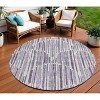 Purple Ivory And Lavender Abstract Washable Indoor Outdoor Area Rug - 2 of 4