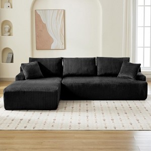106" Modular Cloud Sectional Sofa - L-Shaped w/ Deep Seat & Corduroy Upholstery, No Assembly for Living Room/Bedroom - 1 of 4