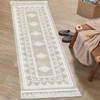 Indoor Tassel Area Rug for Bedroom Living Room - Washable Bordered Farmhouse Carpet, Non-Slip Soft Low Pile Stain-Resistant Mat - 2 of 4