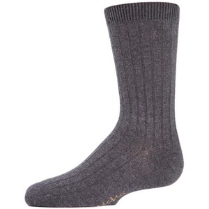 Memoi Boys' Essential Ribbed Mercerized Cotton Crew Socks - 1 of 2