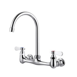 WOWOW Double Handle Wall Mount Standard Kitchen Faucet with 8 in. Swivel Spout in Polished Chrome - 1 of 4