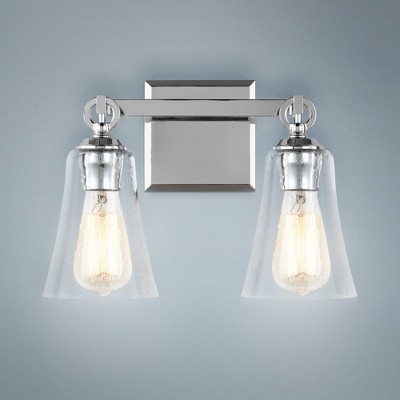 Monterro Chrome 2-Light Vanity with Clear Seeded Glass Shades