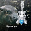 Sterling Silver Hippo Charm with 12 Birthstones - Animal Bead for Bracelets, Gift for Hippo Lovers - 2 of 4