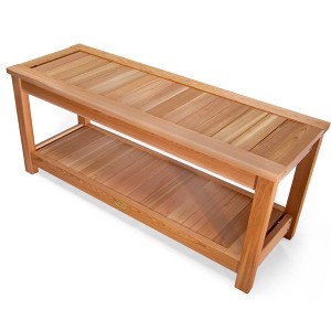All Things Cedar 44 Inch Deluxe Cedar Wooden Sauna Bench, Indoor Outdoor Seating with Lower Storage Shelf for Patio or Bathroom Shower, Natural - 1 of 4