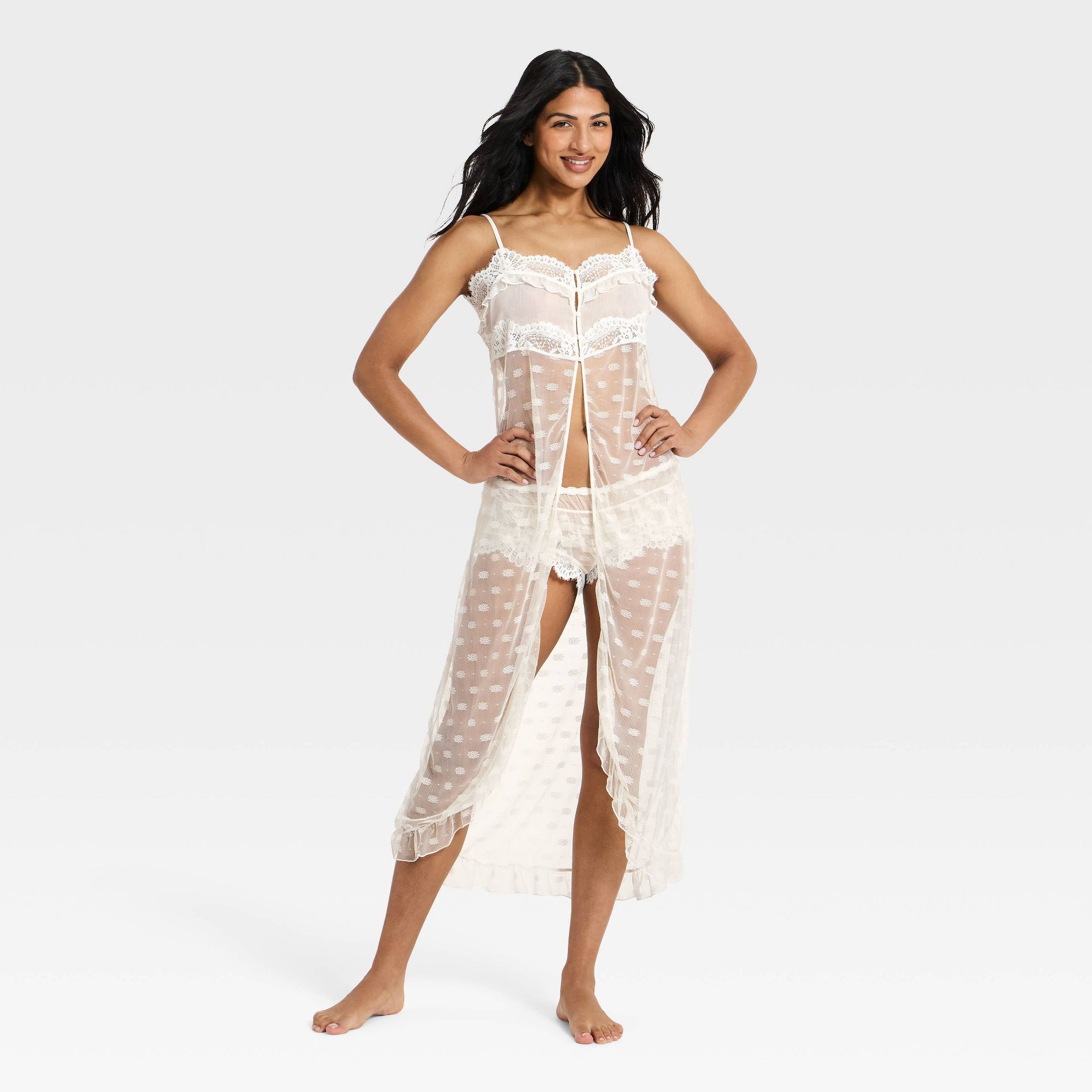 Women's Heirloom Lace Duster Babydoll Top - Auden™ White