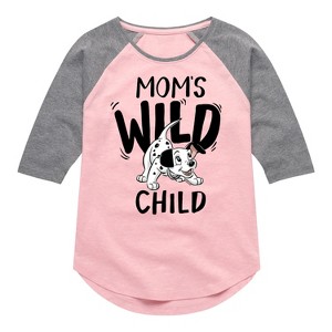Girls' - 101 Dalmatians - Moms Wild Child Shirt Tail Raglan Graphic T-shirt - 1 of 4