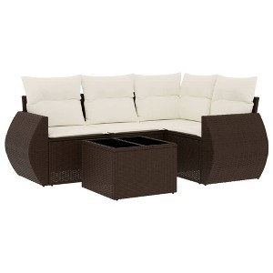 vidaXL Garden Sofa Set Brown PE rattan, powder-coated steel, tempered glass - 1 of 4