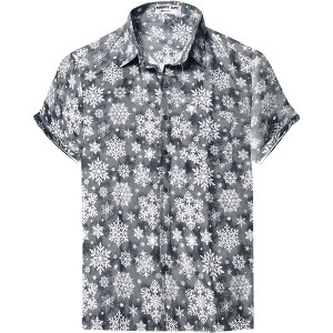 HAPPY BAY Men's Holiday Beach Holiday Short Sleeve Santa Claus Party Hawaii Holiday Shirt Hawaiian Christmas Tree Shirts for Men - 1 of 4