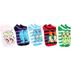 Mens Pokemon Gen 2 Striped No Show Socks 5-Pack in Novelty Packaging - 1 of 4