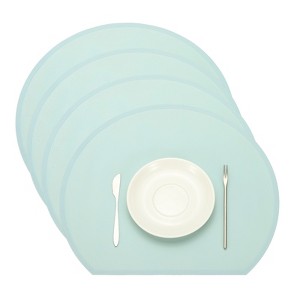 Unique Bargains Silicone Heat Resistant Waterproof Oil Proof Semicircle Placemats - 1 of 4