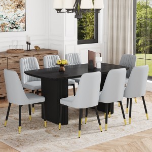 9-Piece Dining Set with MDF Table and 8 Chairs with PU Cushions - 1 of 4