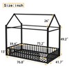 Twin size House Floor Bed with Detachable Slats, Versatile Metal House bed with Guardrails, Transformable Design, can Transform into a Loft Bed - 3 of 4