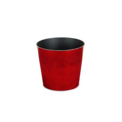 HomeRoots 9" Red Recycled Plastic Indoor Outdoor Round Pot Planter