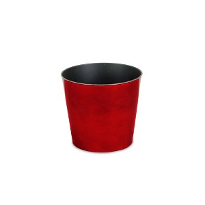 HomeRoots 9" Red Recycled Plastic Indoor Outdoor Round Pot Planter - 1 of 3