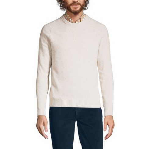 Lands End Men s Long Sleeve Lambswool Crewneck Sweater Medium Light Stone Fleck Target