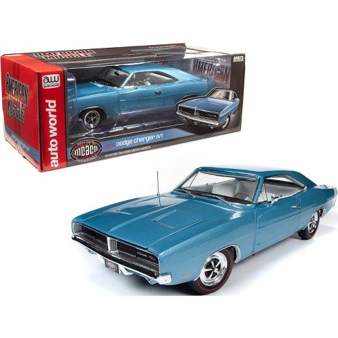 1969 Dodge Charger R/t Hardtop B3 Light Blue Metallic With White Interior  (mcacn) 1/18 Diecast Model Car By Auto World : Target