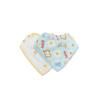 Loulou Lollipop Muslin Bandana Bib Set - Breakfast Blue